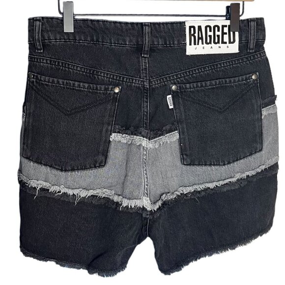 Ragged‎ Priest L Infringement High Waist Black Denim Shorts Distressed Tier Goth - Picture 3 of 6